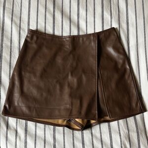 PacSun Brown Faux Leather Skort
